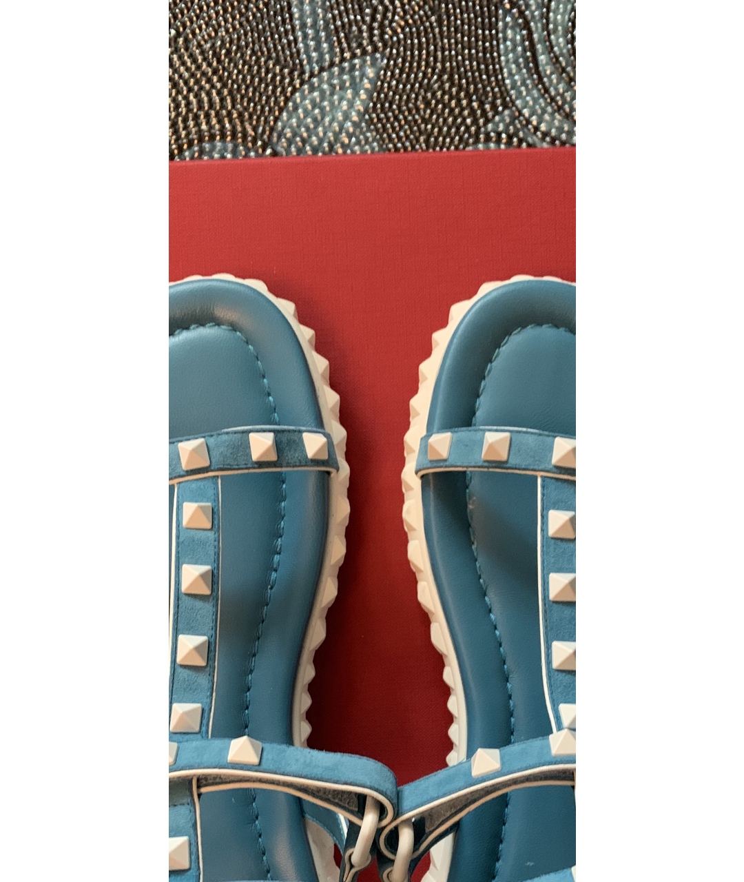 VALENTINO Голубые замшевые босоножки, фото 4