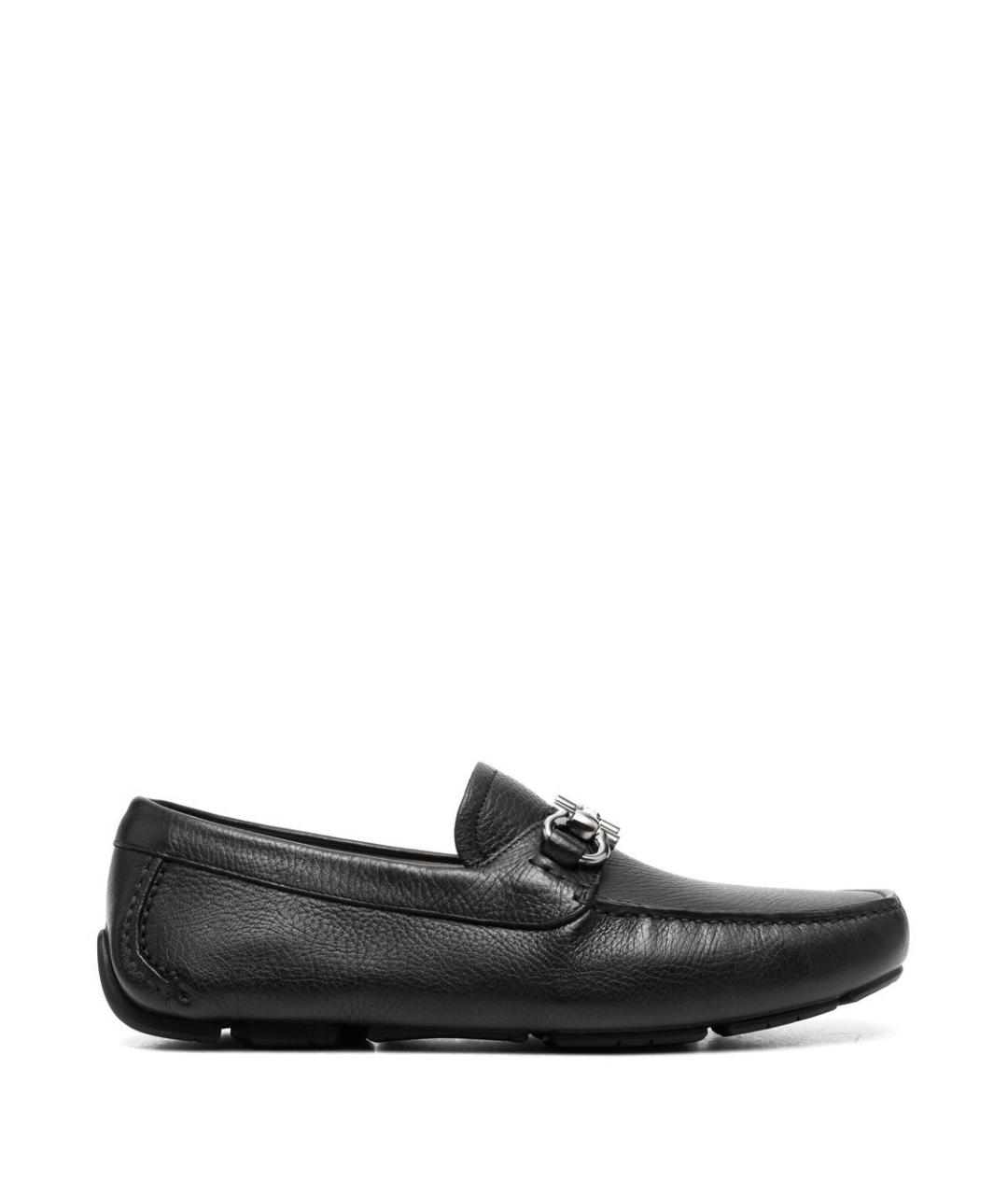 FERRAGAMO Черные кожаные мокасины, фото 1