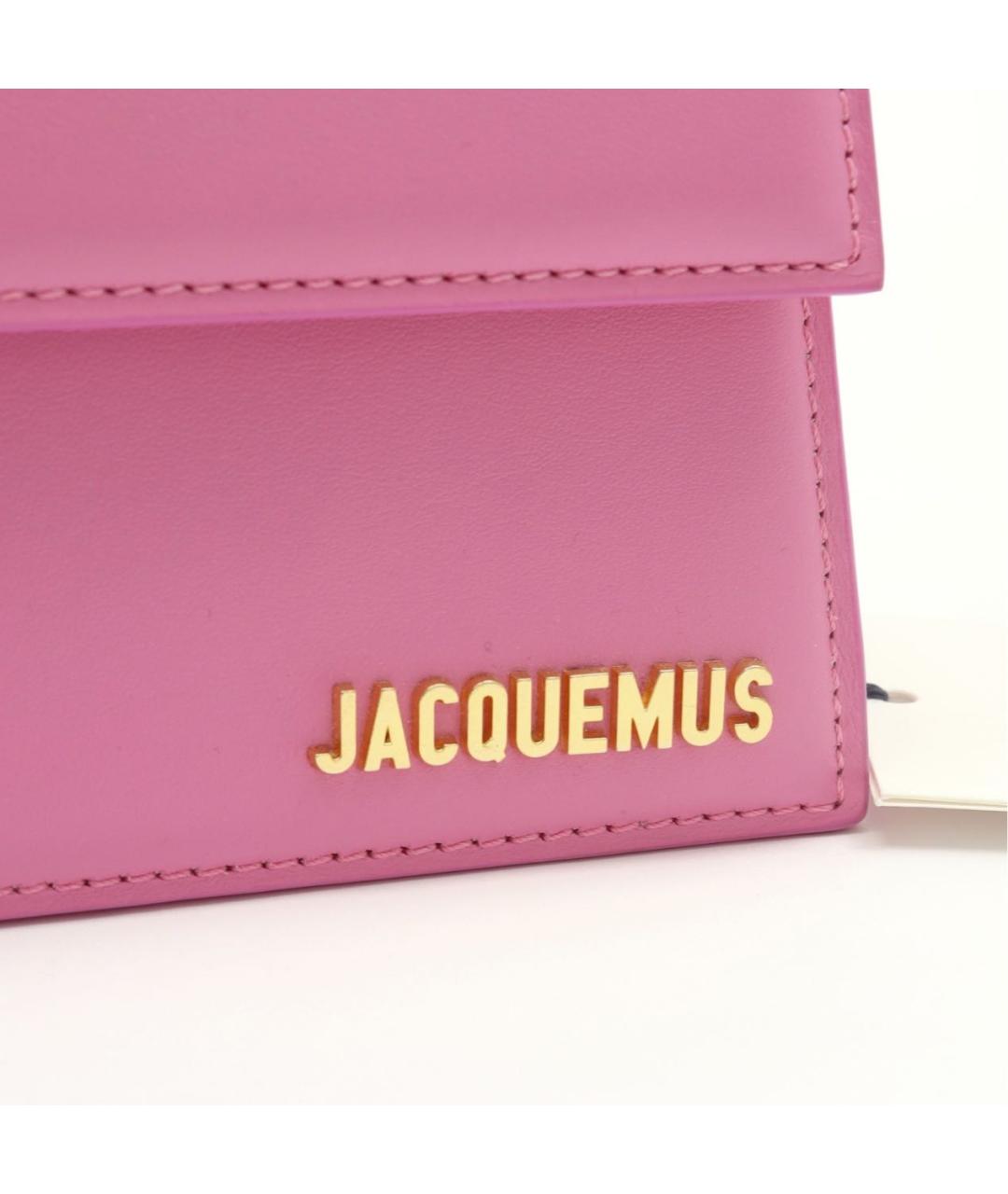 JACQUEMUS Розовая кожаная сумка с короткими ручками, фото 5