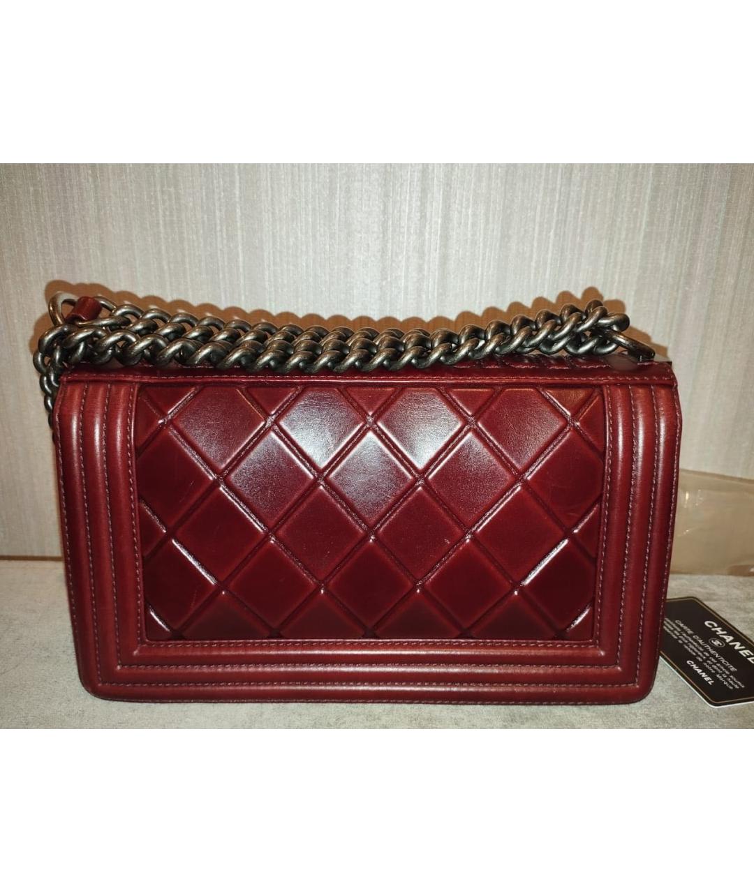 CHANEL Бордовая кожаная сумка через плечо, фото 3