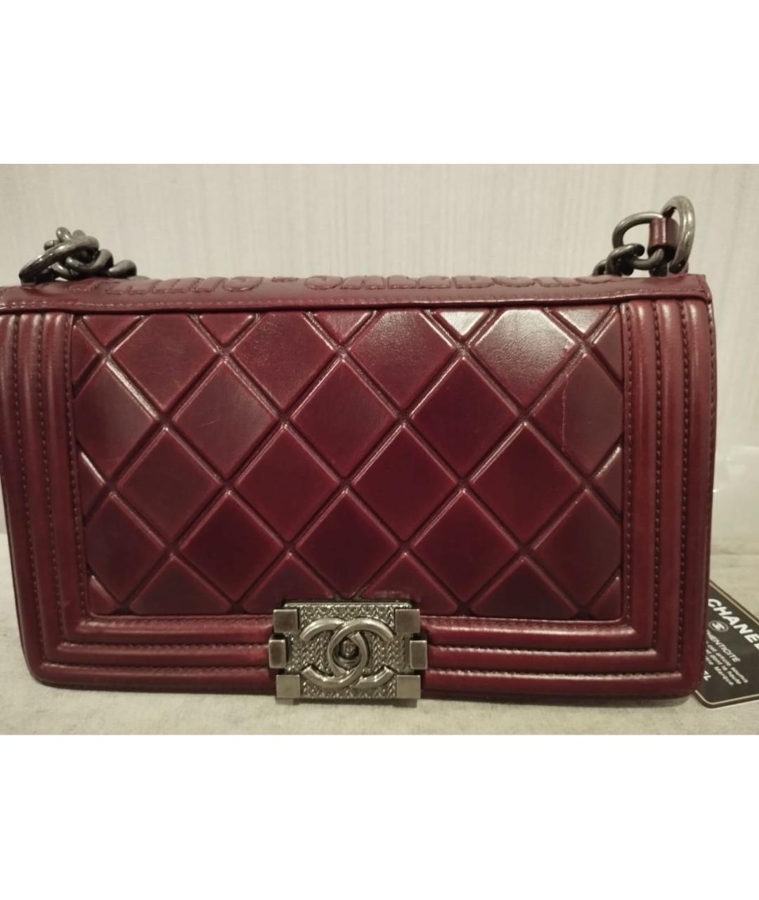 CHANEL Бордовая кожаная сумка через плечо, фото 2