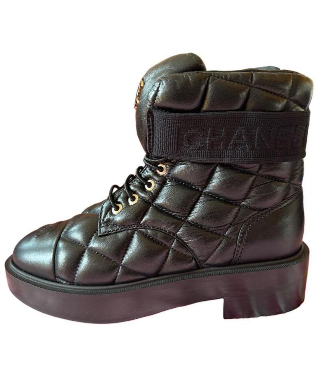 CHANEL Черные кожаные сапоги, фото 5