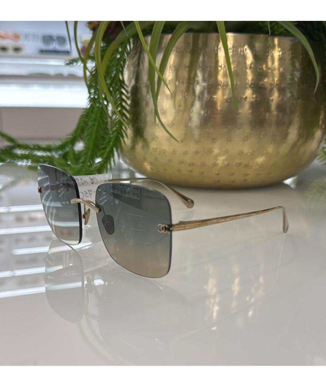 CHANEL Золотые металлические солнцезащитные очки, фото 3