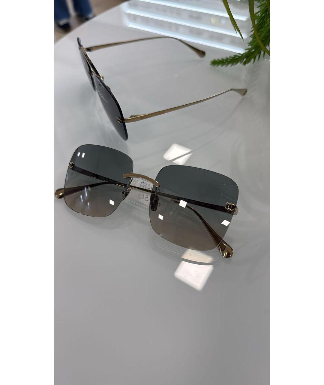 CHANEL Золотые металлические солнцезащитные очки, фото 2