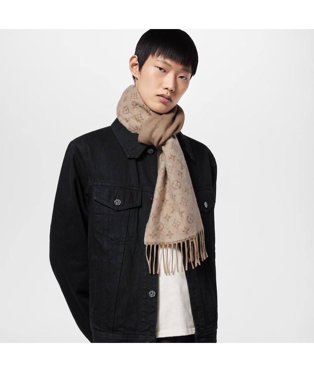 LOUIS VUITTON Бежевый кашемировый шарф, фото 5