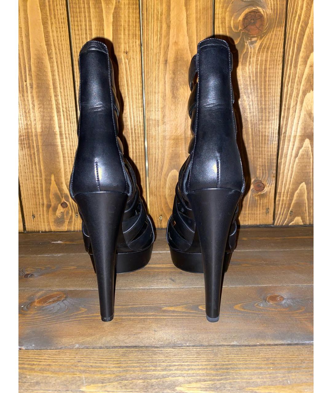 GUCCI Черные кожаные босоножки, фото 4