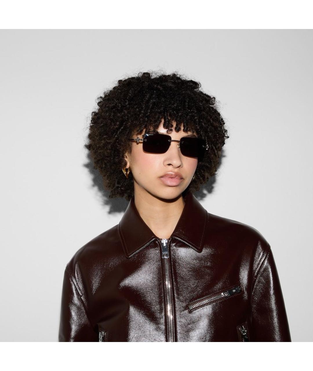 GUCCI Черные металлические солнцезащитные очки, фото 3