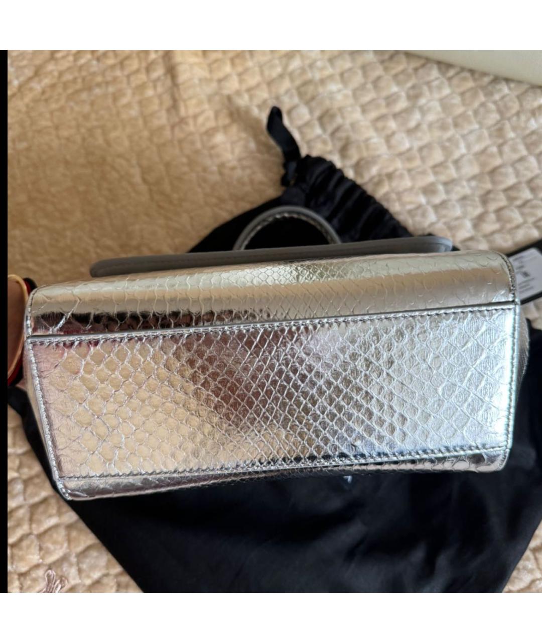 DOLCE&GABBANA Серебряная сумка через плечо из экзотической кожи, фото 5