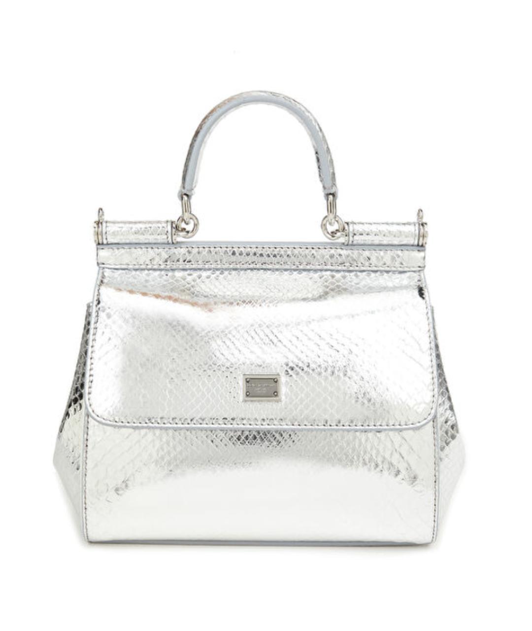 DOLCE&GABBANA Серебряная сумка через плечо из экзотической кожи, фото 1