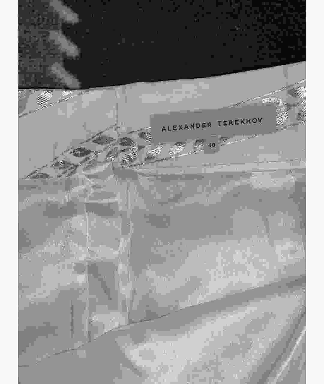 ALEXANDER TEREKHOV Серебряная шелковая юбка мини, фото 3
