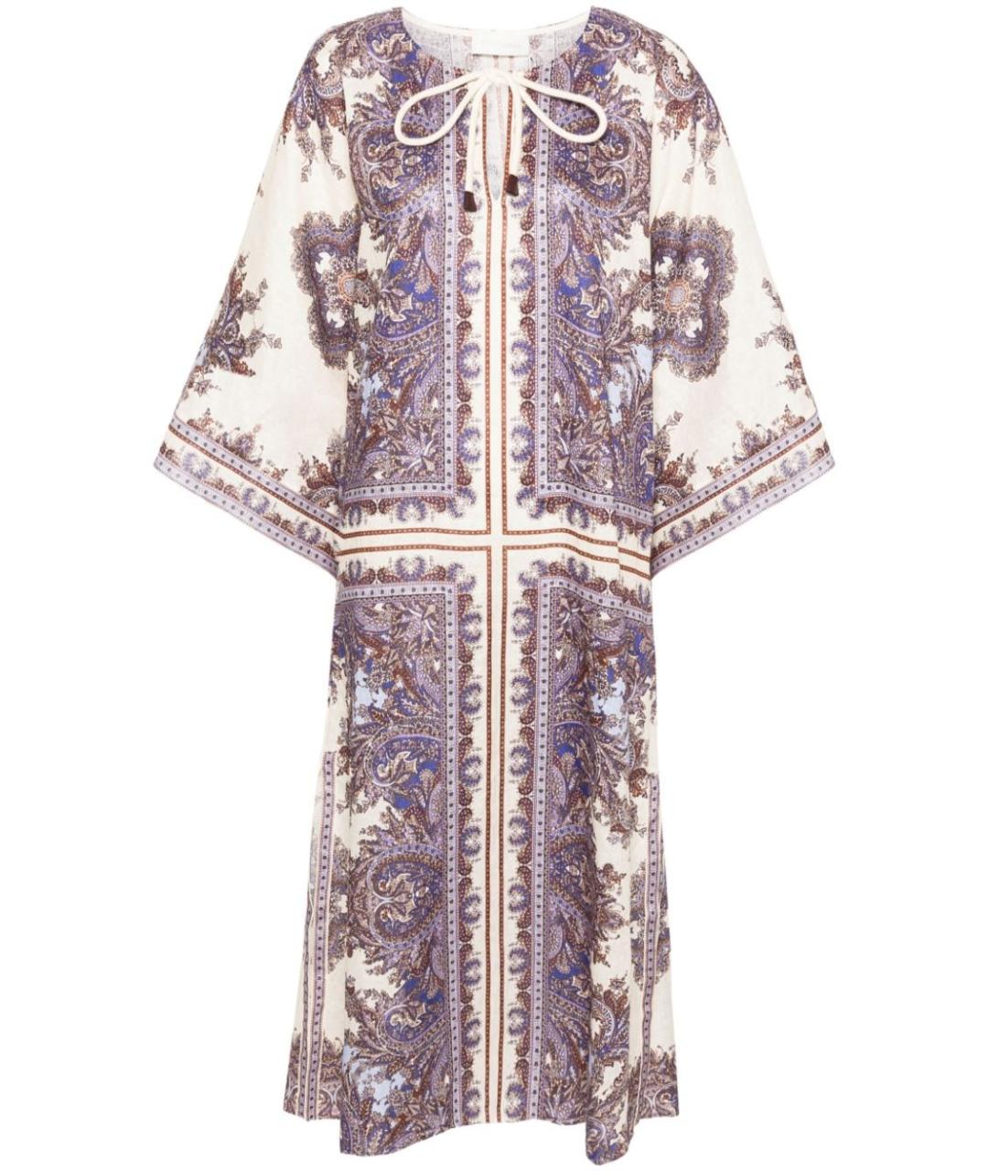 ZIMMERMANN Фиолетовое льняное повседневное платье, фото 1
