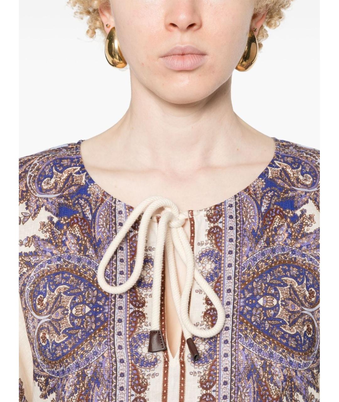 ZIMMERMANN Фиолетовое льняное повседневное платье, фото 5