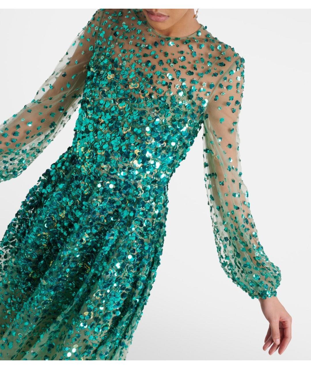 VALENTINO Зеленые сетчатое вечернее платье, фото 3