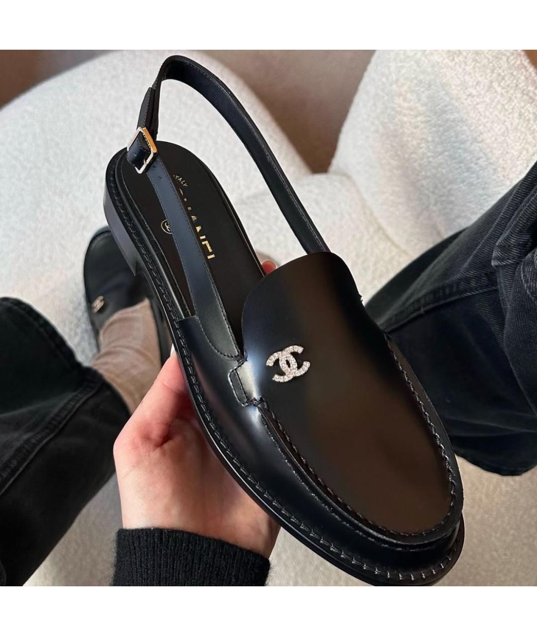 CHANEL Черные кожаные сабо, фото 5
