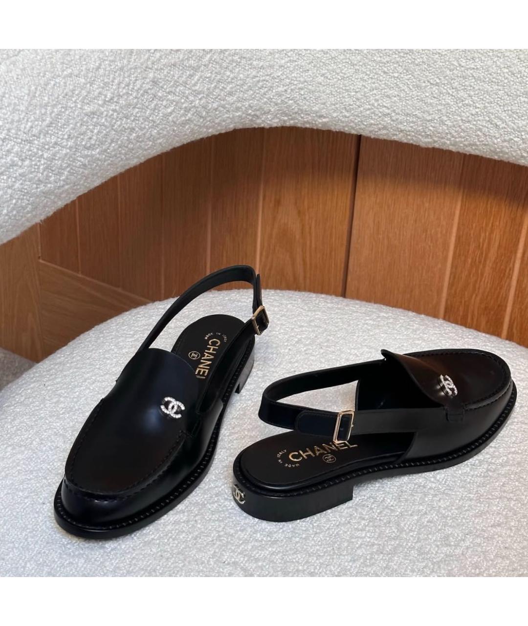 CHANEL Черные кожаные сабо, фото 4