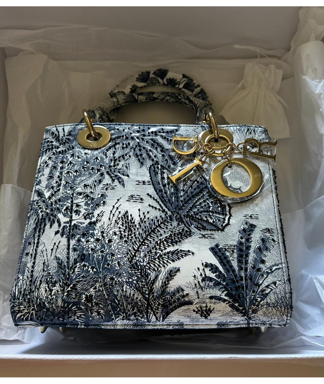 CHRISTIAN DIOR Синяя тканевая сумка с короткими ручками, фото 2