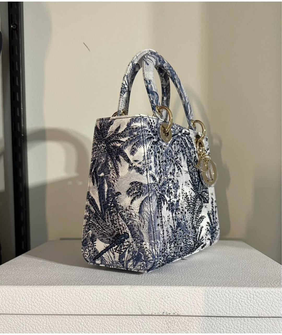 CHRISTIAN DIOR Синяя тканевая сумка с короткими ручками, фото 3
