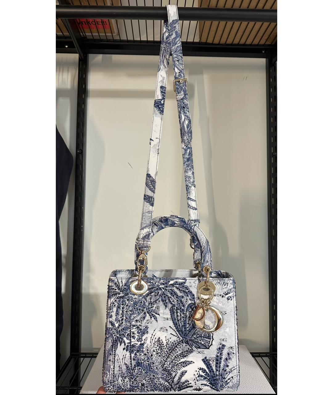 CHRISTIAN DIOR Синяя тканевая сумка с короткими ручками, фото 5