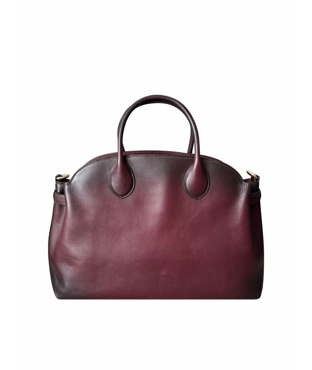 COACH Бордовая кожаная сумка с короткими ручками, фото 1