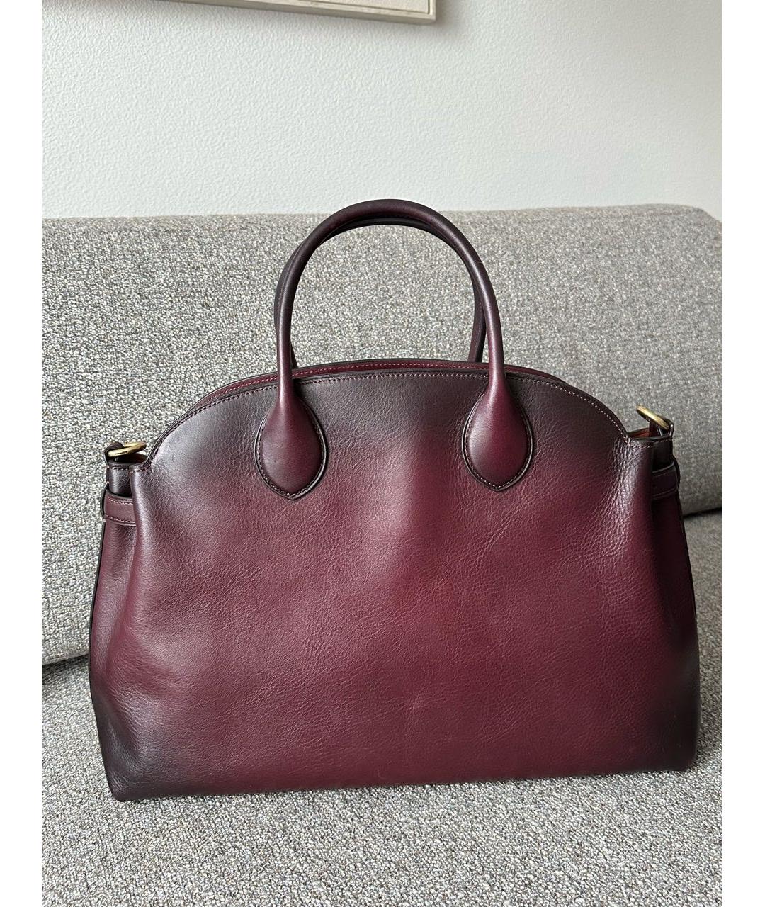 COACH Бордовая кожаная сумка с короткими ручками, фото 5