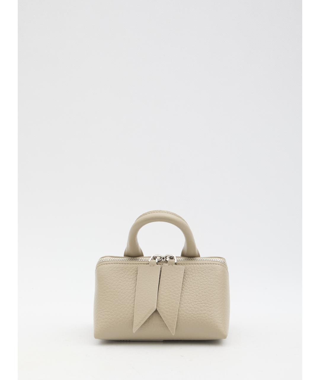 THE ATTICO Бежевая кожаная сумка с короткими ручками, фото 5