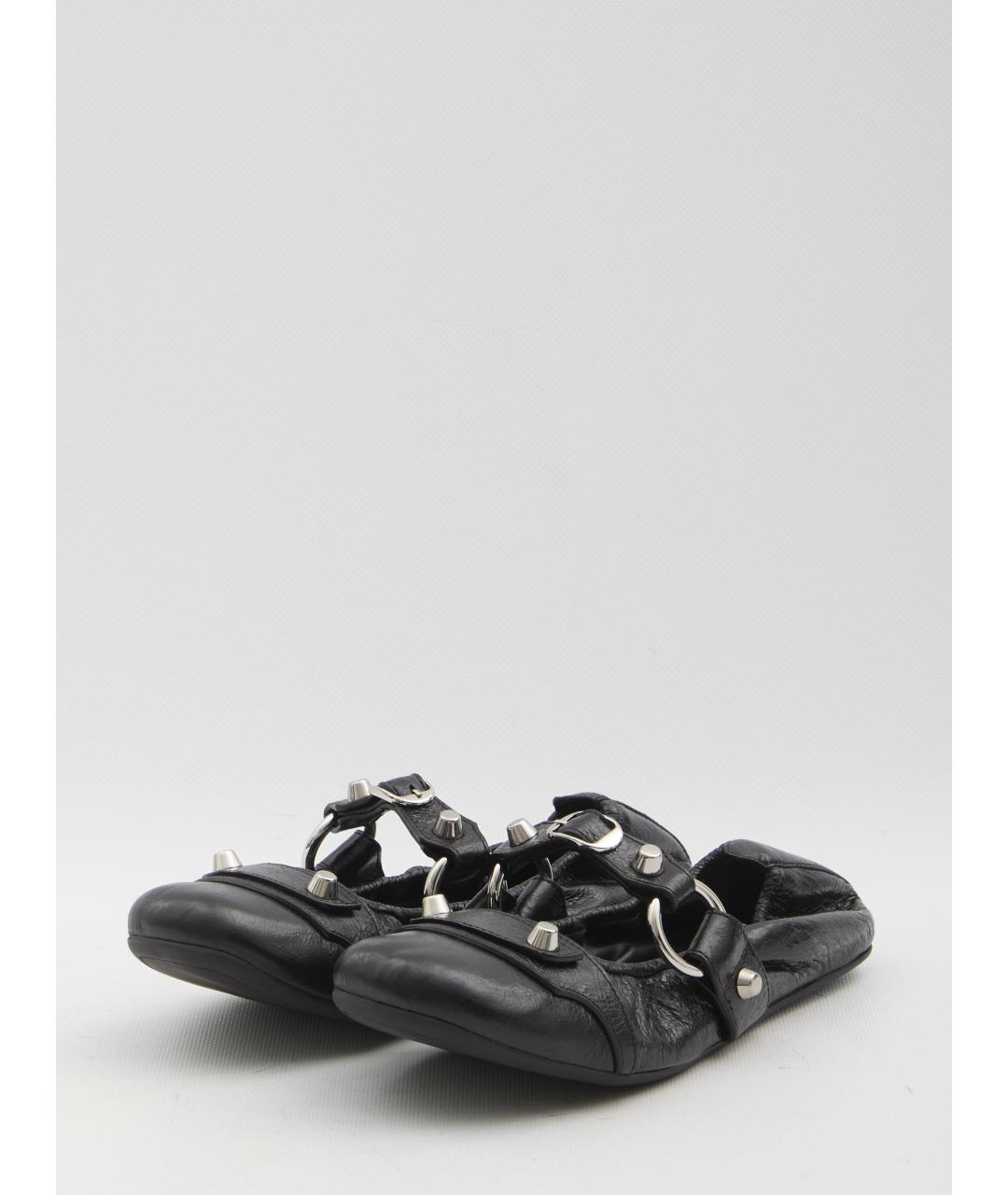 BALENCIAGA Черные кожаные балетки, фото 2