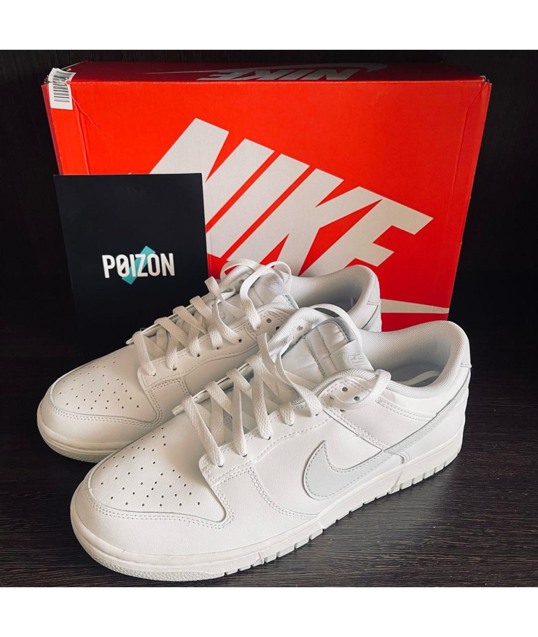 NIKE Серебряные кожаные низкие кроссовки / кеды, фото 5