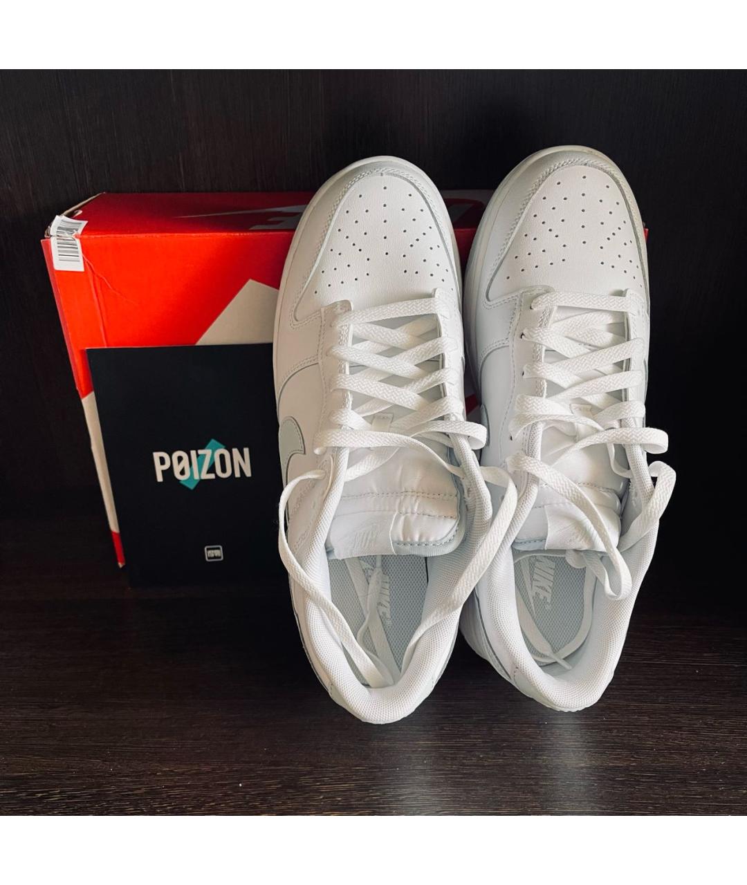 NIKE Серебряные кожаные низкие кроссовки / кеды, фото 6