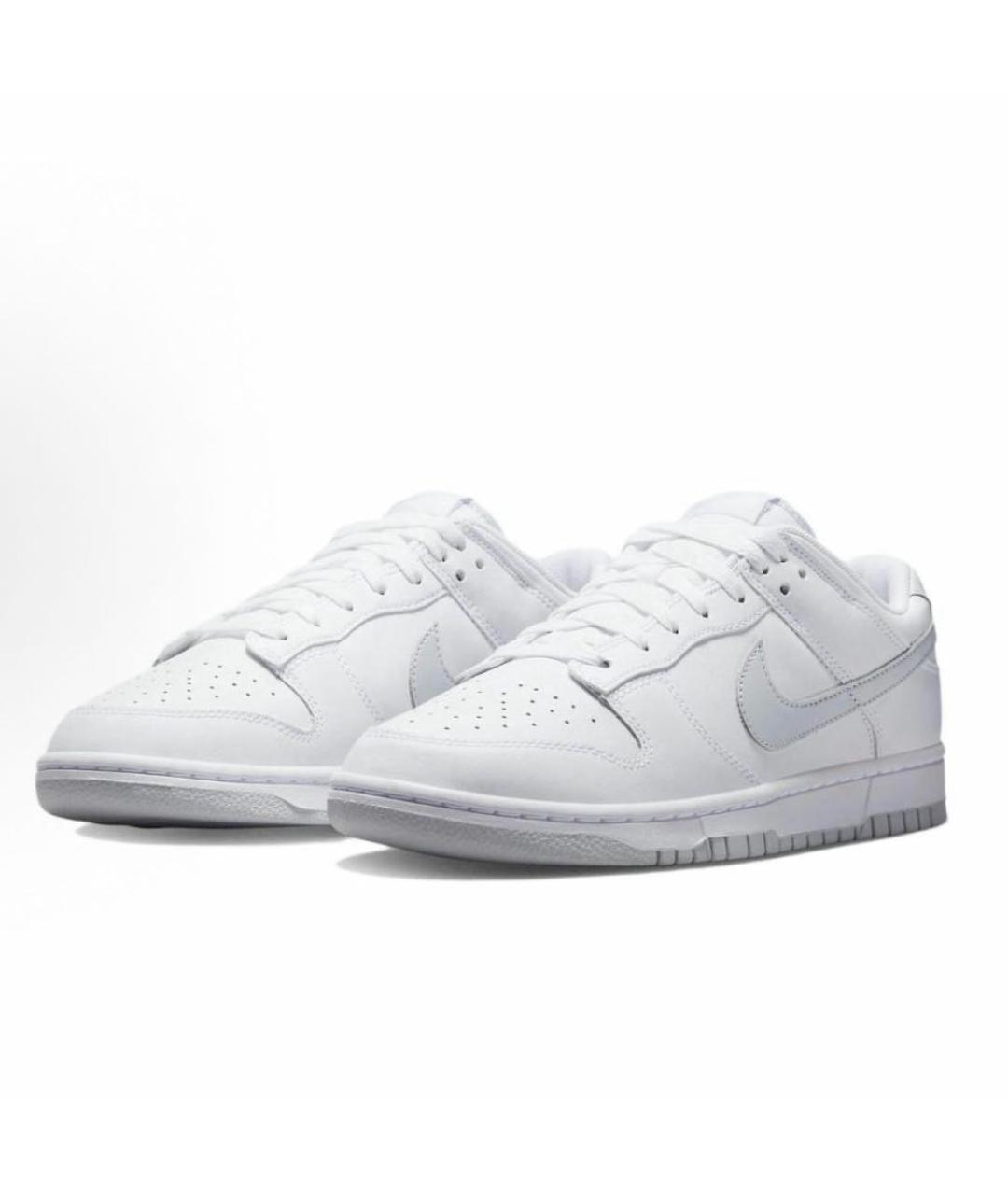 NIKE Серебряные кожаные низкие кроссовки / кеды, фото 2