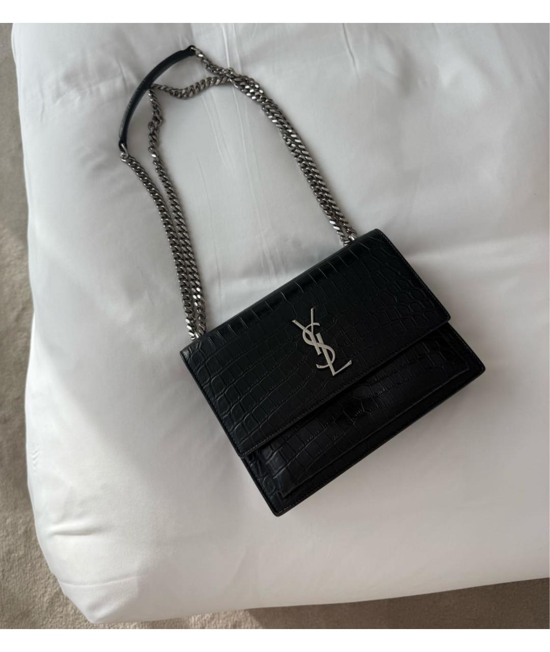 SAINT LAURENT Черная кожаная сумка через плечо, фото 3