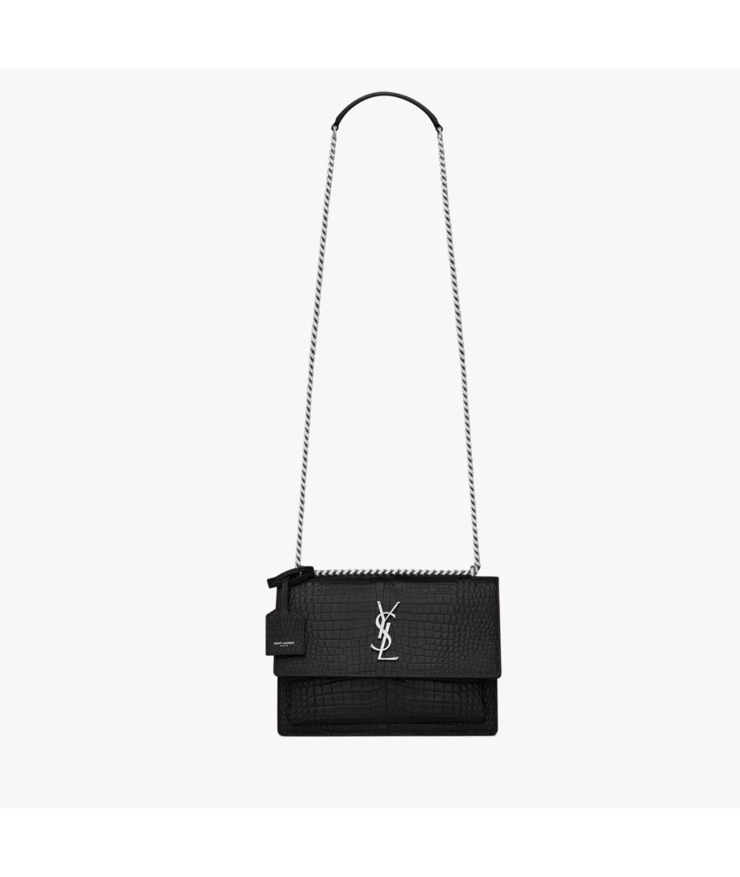 SAINT LAURENT Черная кожаная сумка через плечо, фото 8