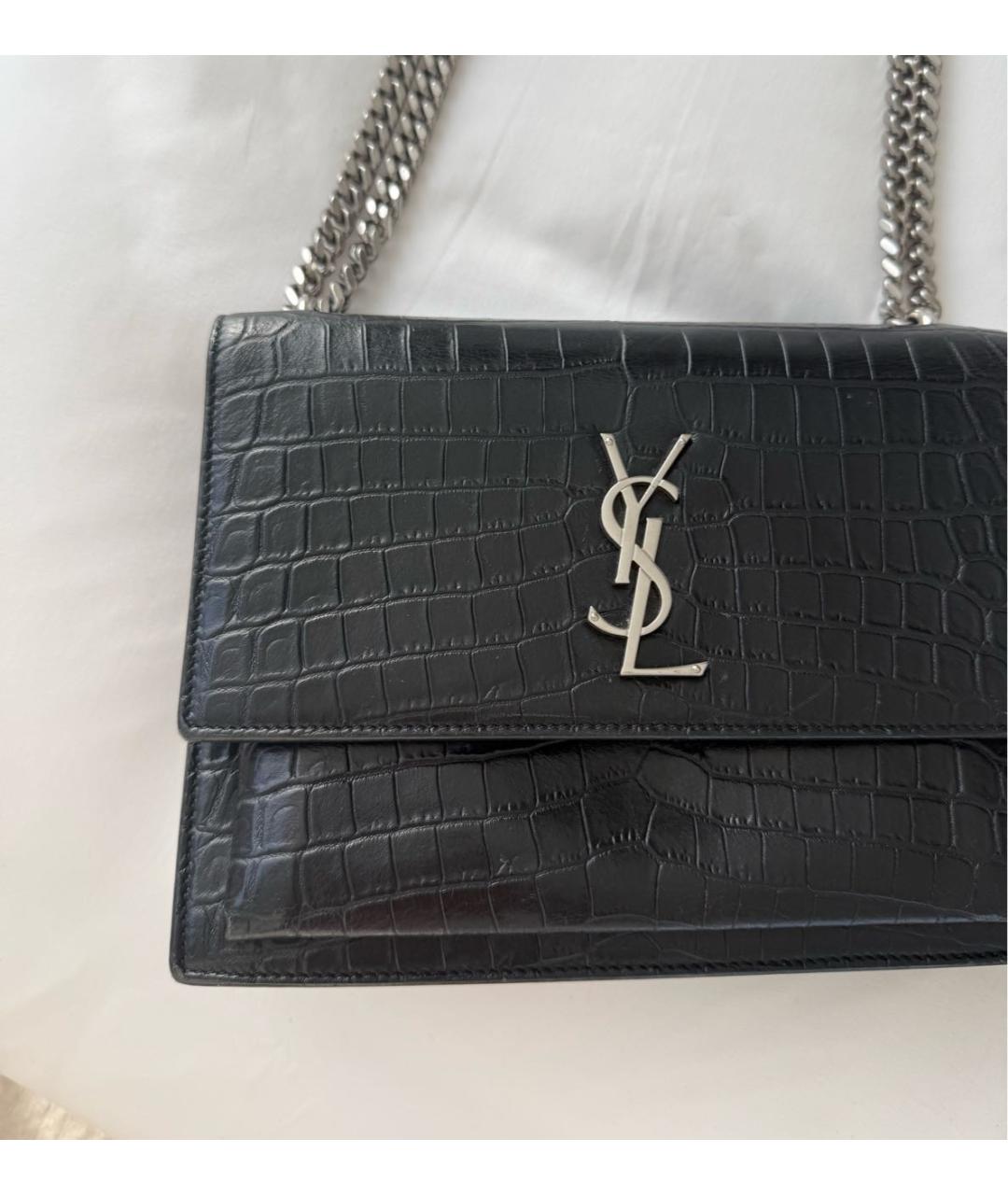 SAINT LAURENT Черная кожаная сумка через плечо, фото 5