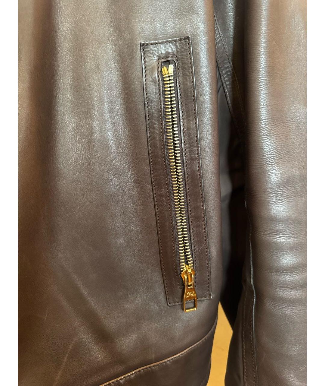 LOUIS VUITTON Коричневая кожаная куртка, фото 5
