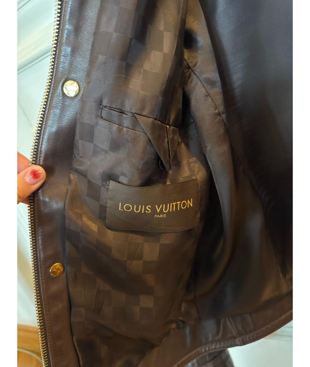LOUIS VUITTON Коричневая кожаная куртка, фото 3