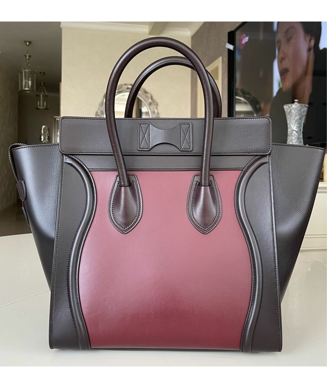 CELINE Коричневая кожаная сумка тоут, фото 3