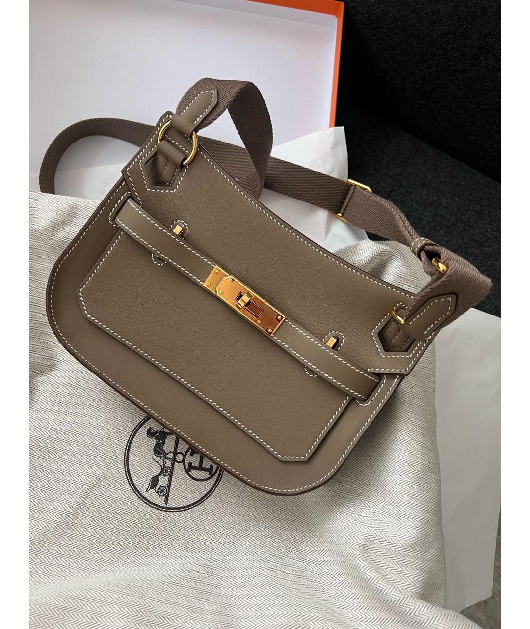 HERMES Хаки кожаная сумка через плечо, фото 5