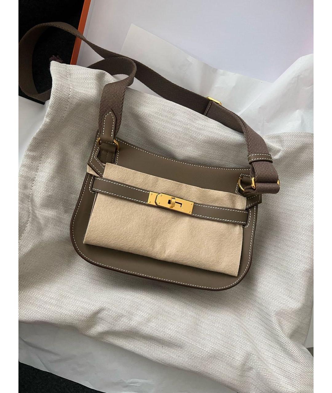 HERMES Хаки кожаная сумка через плечо, фото 4