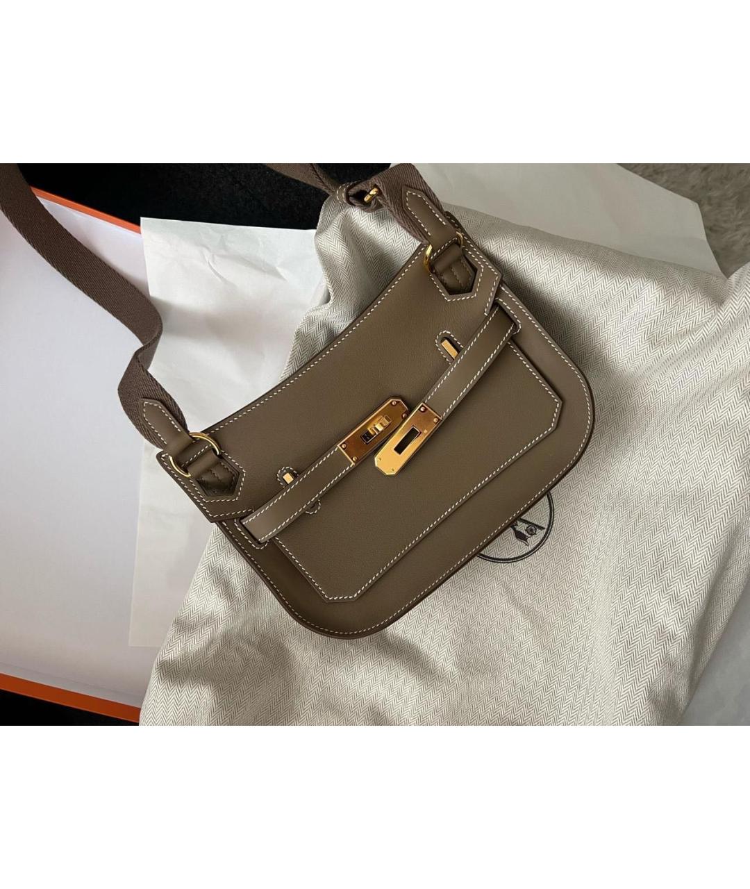 HERMES Хаки кожаная сумка через плечо, фото 2