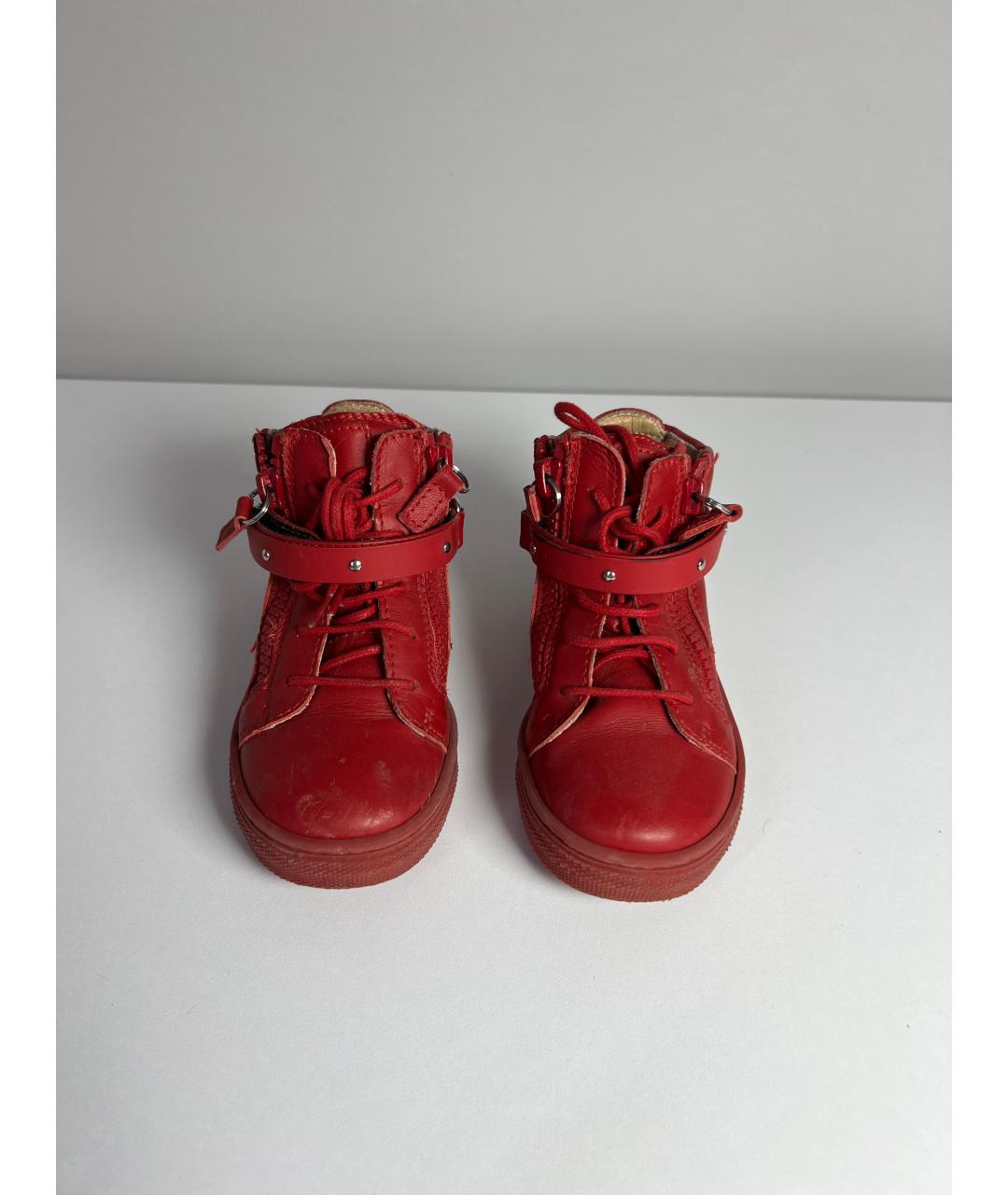 GIUSEPPE ZANOTTI DESIGN Красные кожаные кеды, фото 2