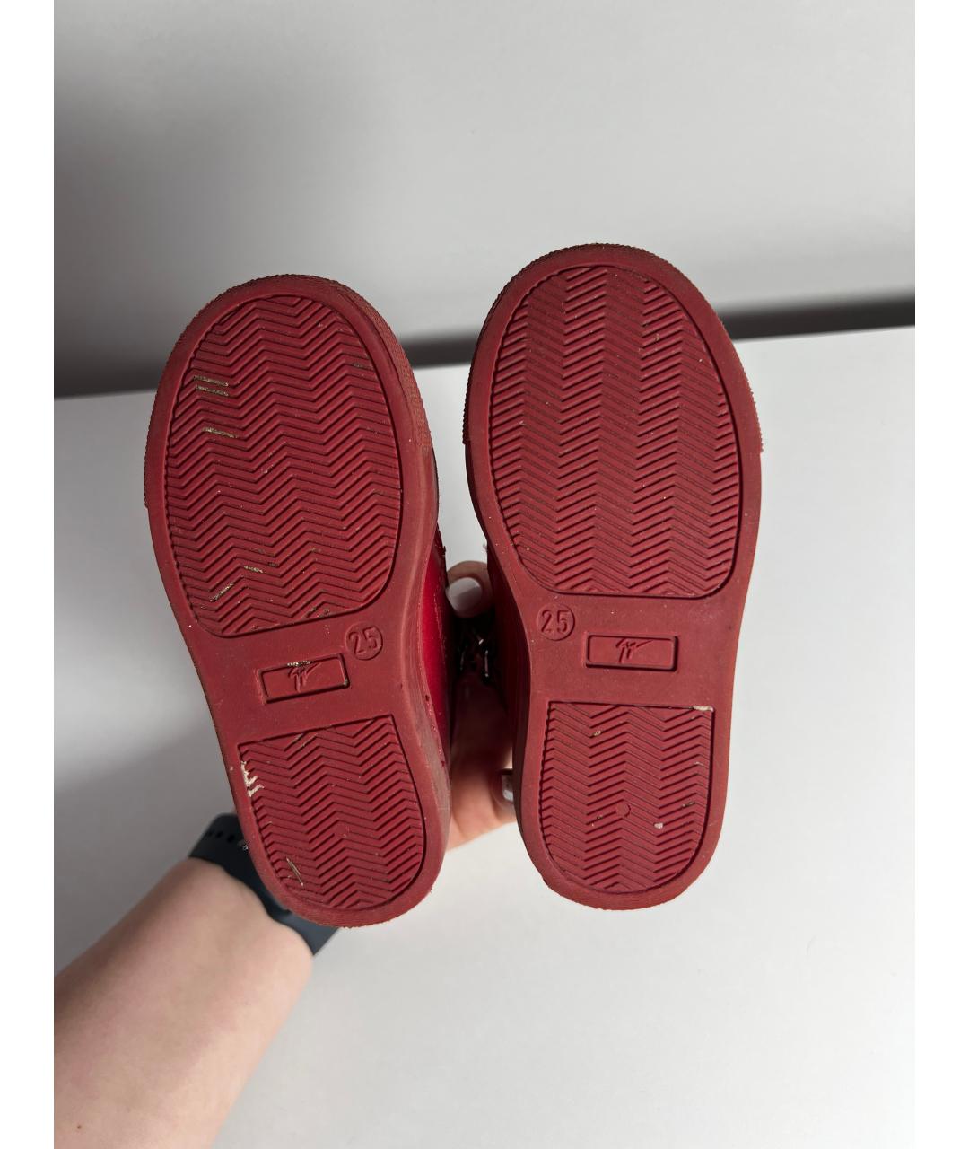 GIUSEPPE ZANOTTI DESIGN Красные кожаные кеды, фото 5