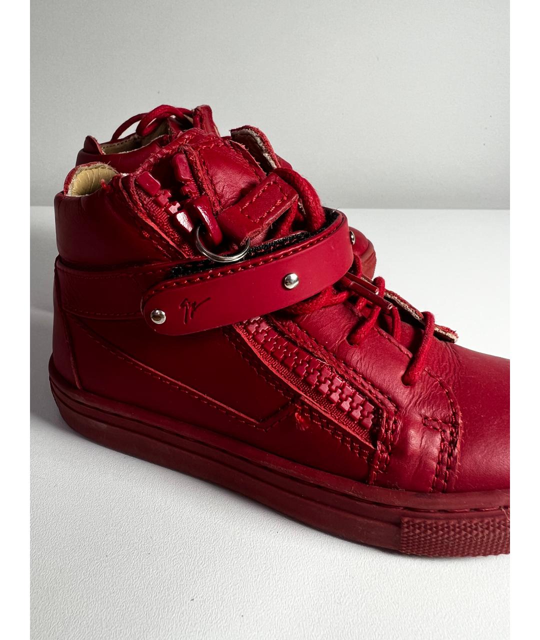 GIUSEPPE ZANOTTI DESIGN Красные кожаные кеды, фото 6