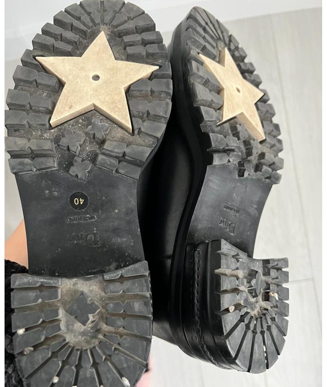 CHRISTIAN DIOR Черные кожаные сапоги, фото 7
