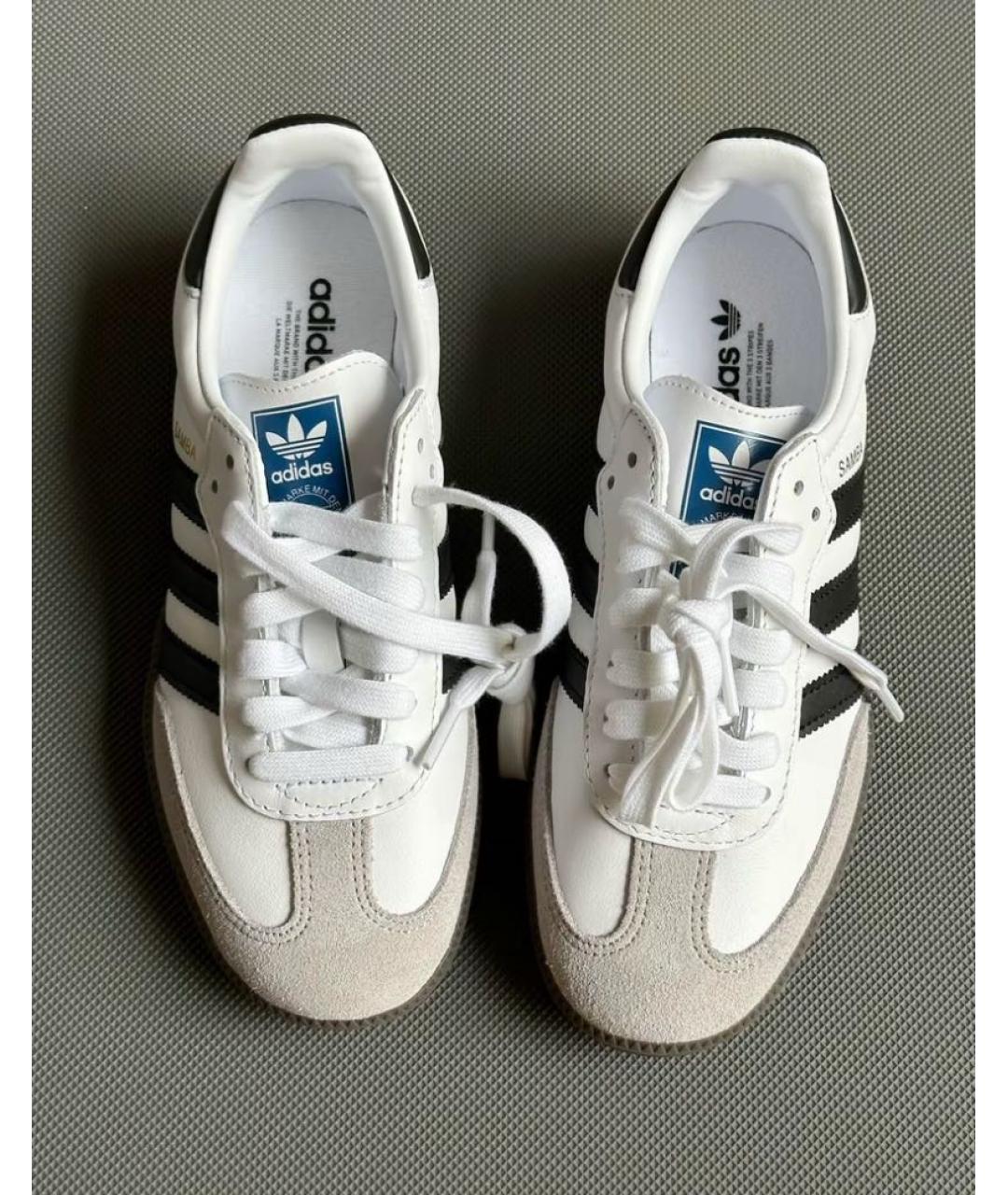ADIDAS Белые кожаные низкие кроссовки / кеды, фото 5