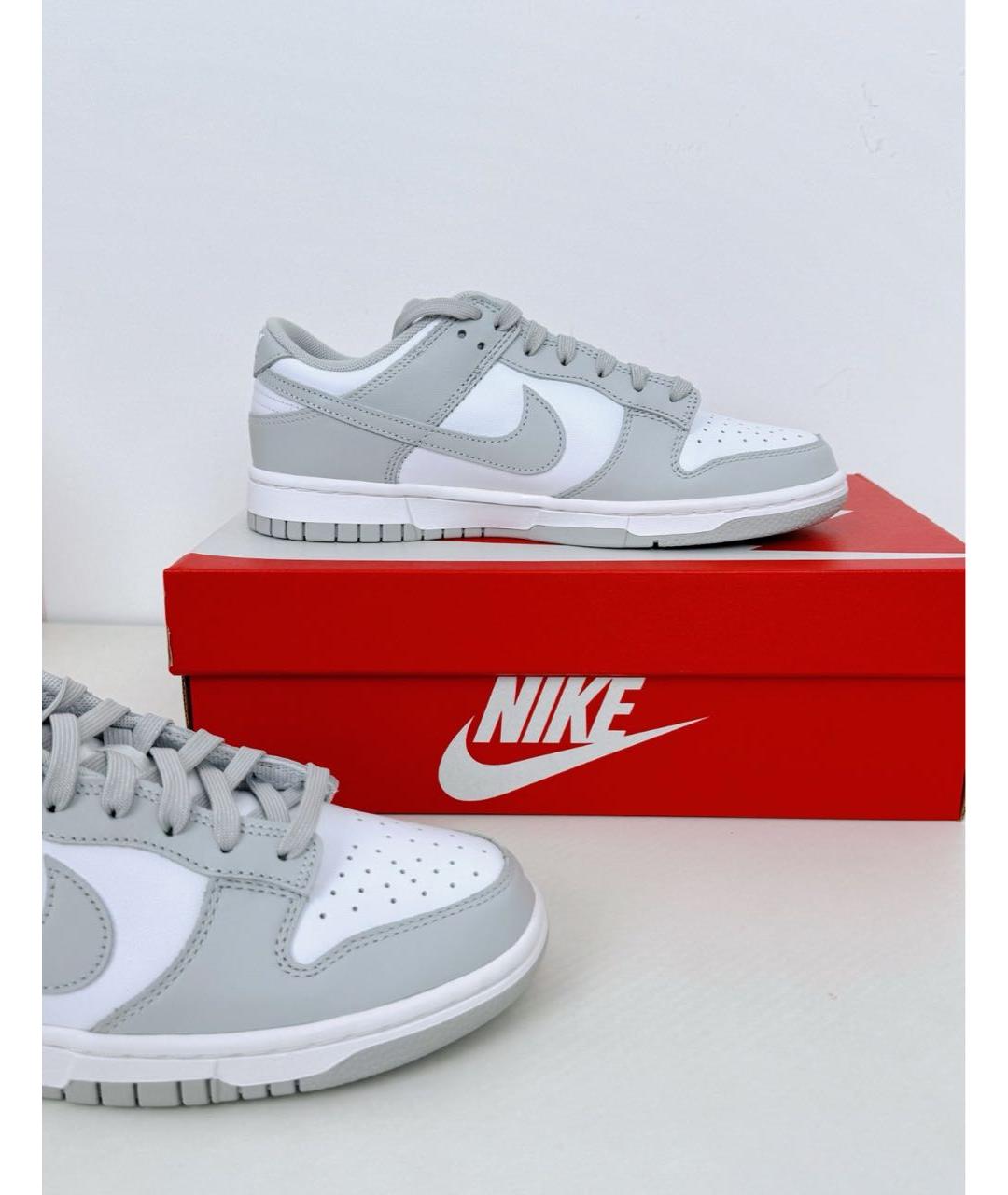 NIKE Серые низкие кроссовки / кеды из искусственной кожи, фото 7