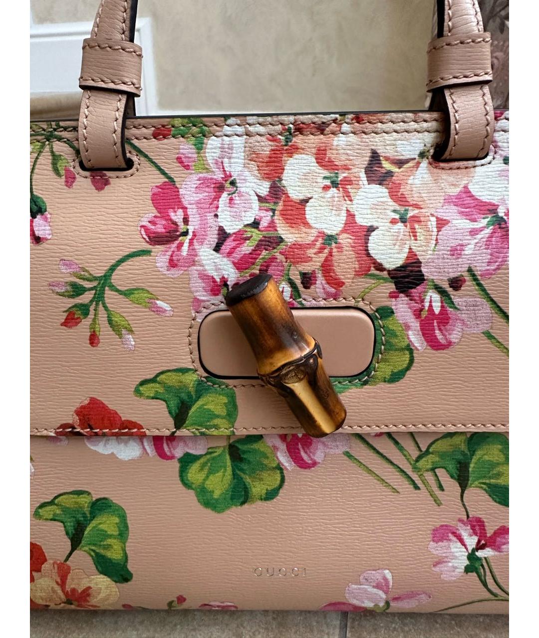 GUCCI Розовая кожаная сумка с короткими ручками, фото 5