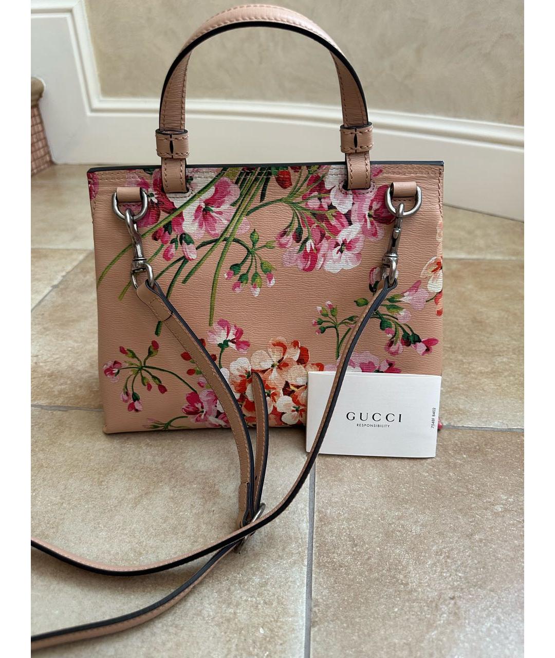 GUCCI Розовая кожаная сумка с короткими ручками, фото 3