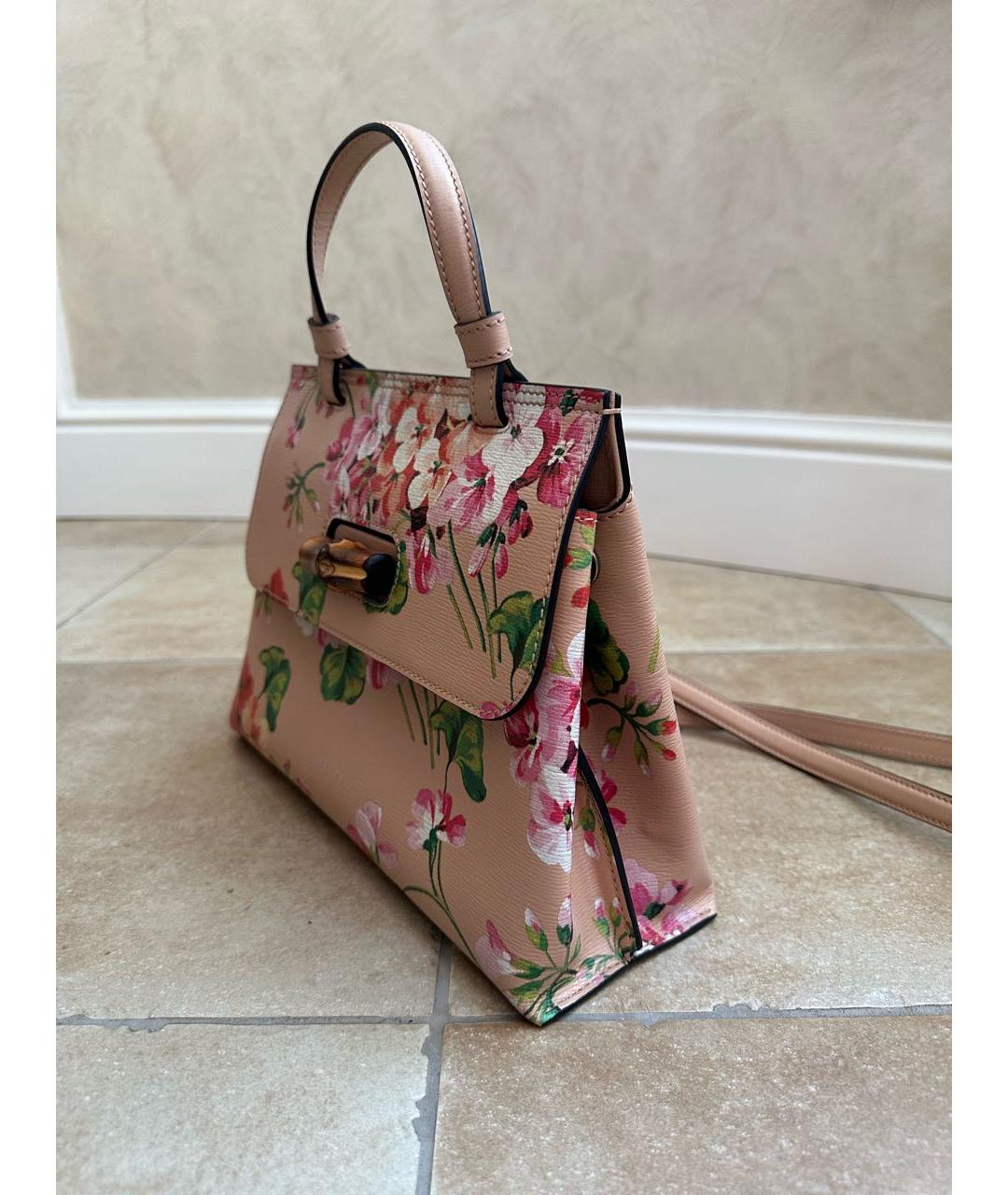 GUCCI Розовая кожаная сумка с короткими ручками, фото 2