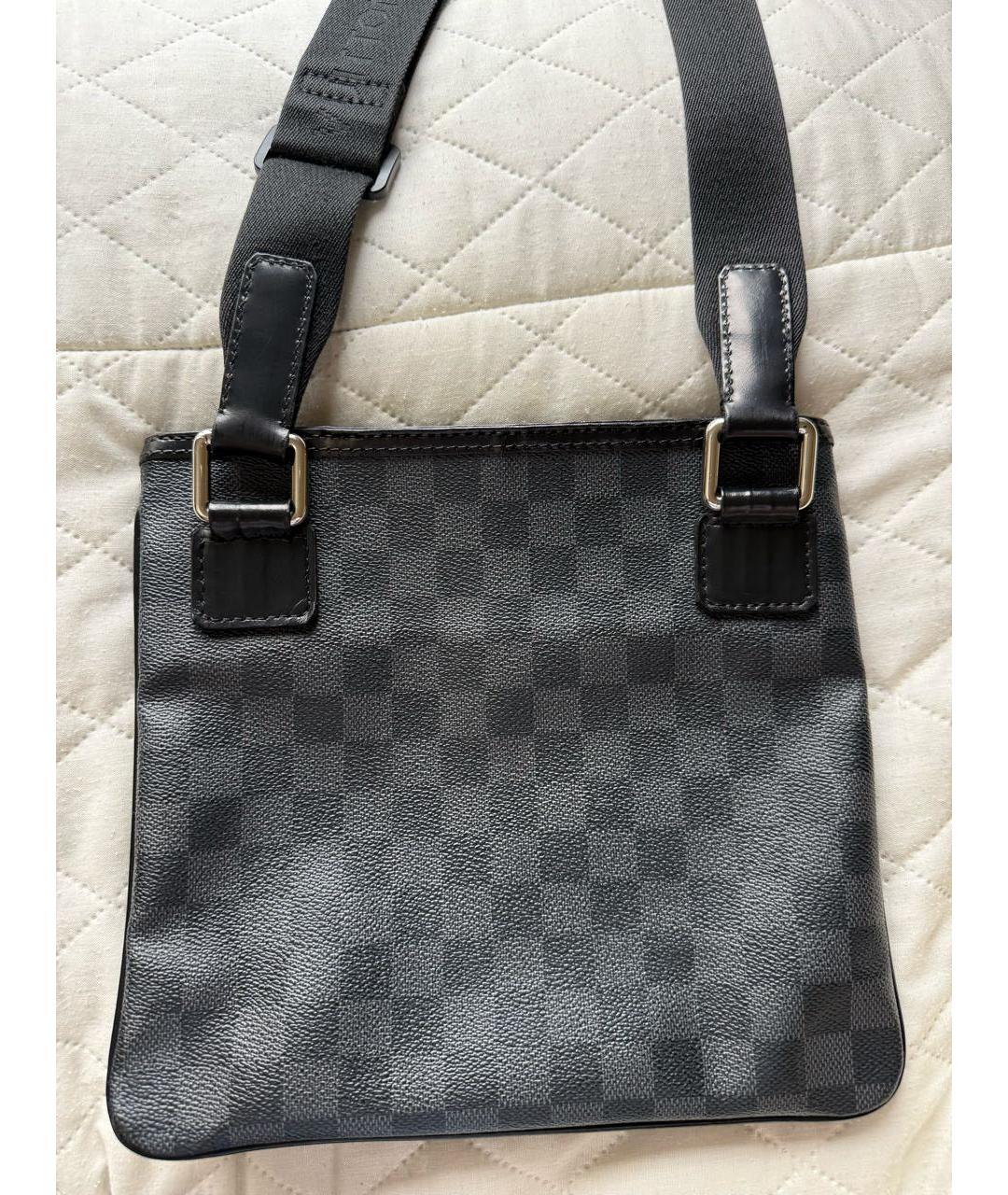LOUIS VUITTON Антрацитовая кожаная сумка на плечо, фото 3