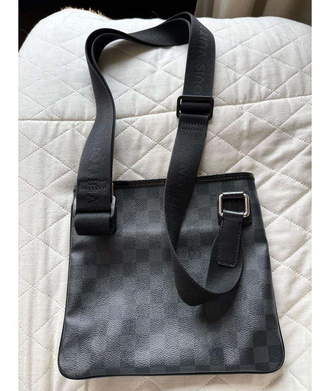 LOUIS VUITTON Антрацитовая кожаная сумка на плечо, фото 5