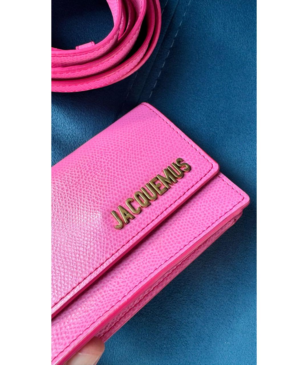 JACQUEMUS Розовая кожаная поясная сумка, фото 4